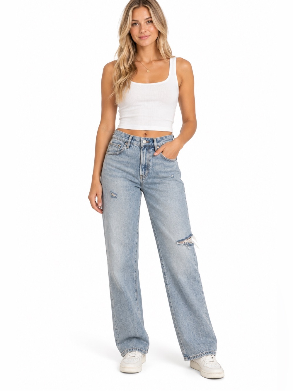 Express Light Wash High-Rise Wide Leg 50/50 Rigid Stretch Jeans